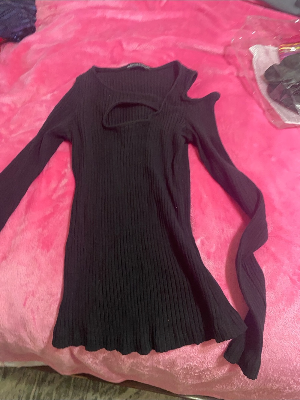 Harlowe & Graham Black Ribbed Knit Top